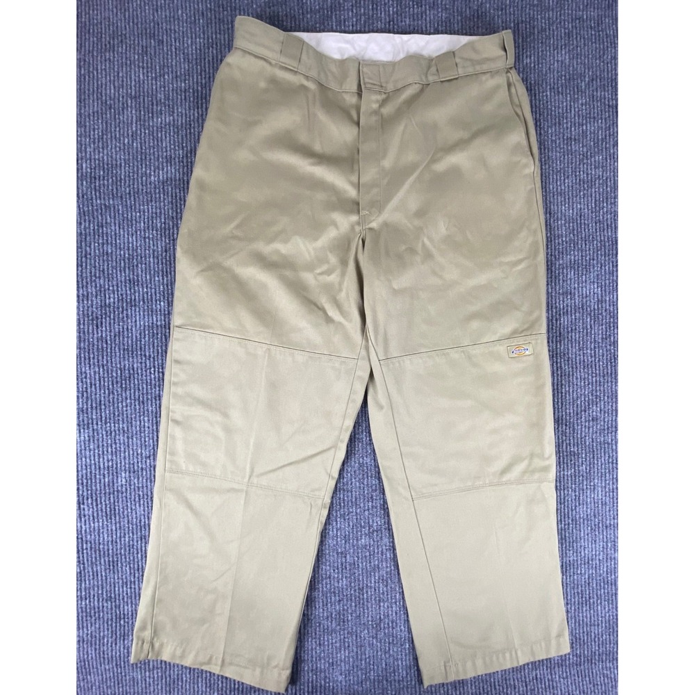 Vintage Dickies Loose Fit Double Knee Work Pants Mens 38x30 Khaki Tan USA Made